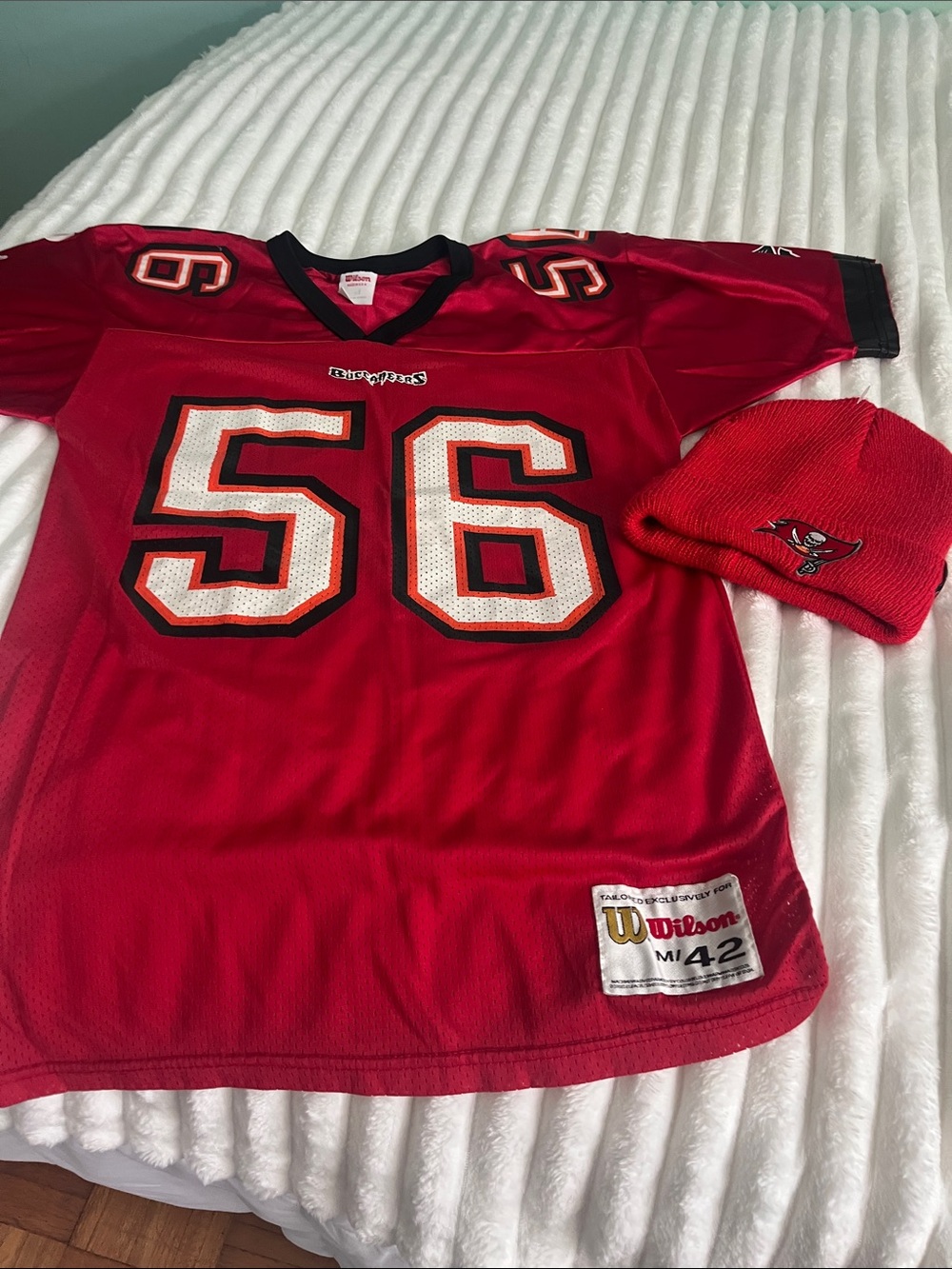 Wilson Red and Black Football Jersey #56